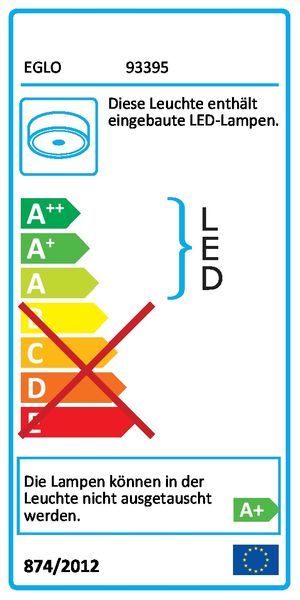 Eglo 93395 Palomaro LED Deckenleuchte 12W Kunststoff weiss anthrazit