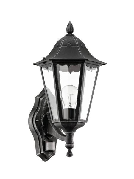 Eglo 93458 NAVEDO E27 Außen-Wand-/Deckenleuchte Sensor Schwarz Silber-Patina IP44