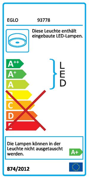 Eglo 93778 Giolina LED Deckenleuchte 12W Stahl chrom weiss klar