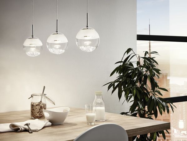 Eglo 93784 Montefio 1 LED Hängeleuchte 3x5W Stahl chrom weiss klar