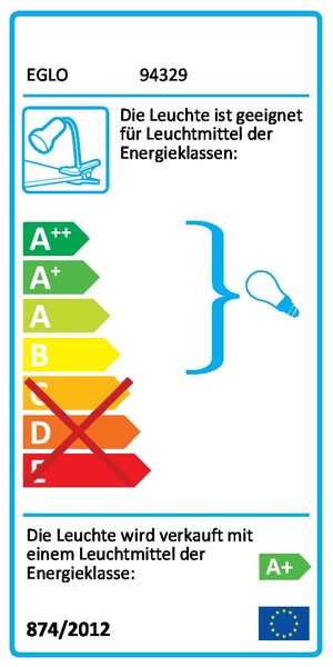 Eglo 94329 Riccio 1 LED Klemmleuchte 3W Kunststoff Stahl weiss chrom