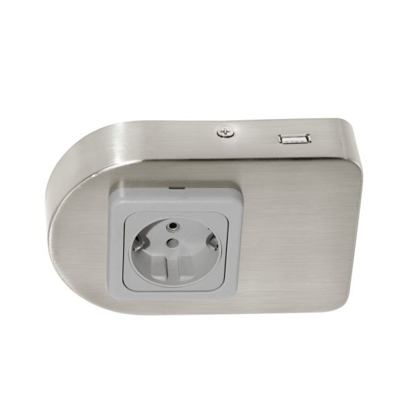 Eglo 94662 Taxano Unterbausteckdose USB rund Stahl Nickel-matt