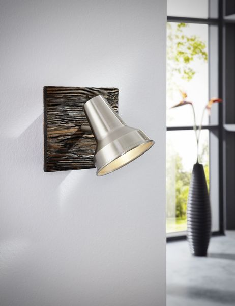 Eglo 95646 Filipina LED Wandleuchte 3,3W Wandstrahler Stahl Holz Braun