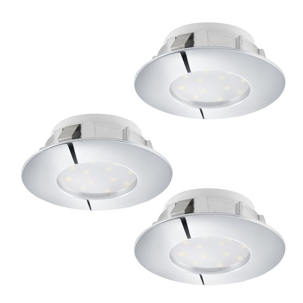Eglo 95822 Pineda LED Einbauleuchte 3x6W Ø7,8cm Chrom IP44