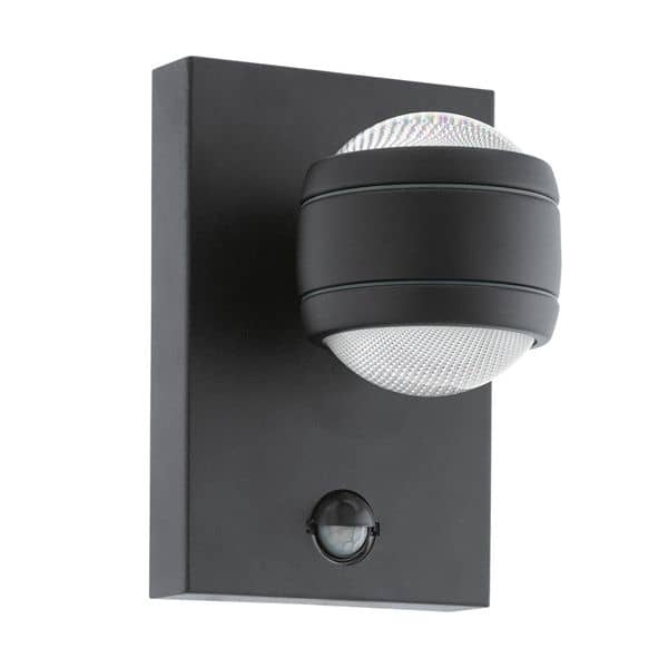 Eglo 96021 SESIMBA 1 LED Außen-Wand-/Deckenleuchte 2x3,7W Sensor Schwarz Warmweiss IP44
