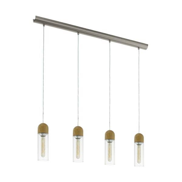 Eglo 96945 Zacharo 1 Hängeleuchte 4X4W nickel braun klar