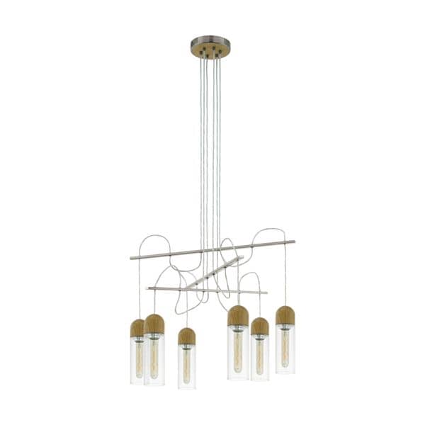 Eglo 96946 Zacharo 1 Hängeleuchte 6X4W nickel braun klar