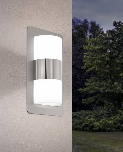 Eglo 98085 CISTIERNA E27 Außen-Wand-/Deckenleuchte Edelstahl Weiss IP44