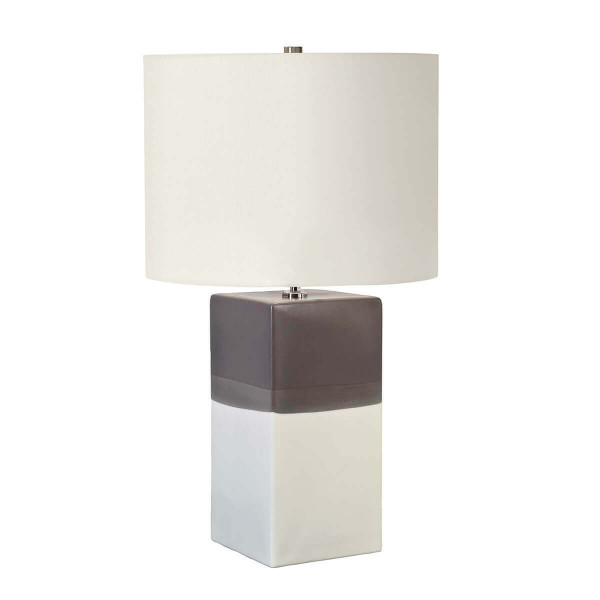 Elstead Alba Tischleuchte E27 Creme Hellgrau, Made in UK
