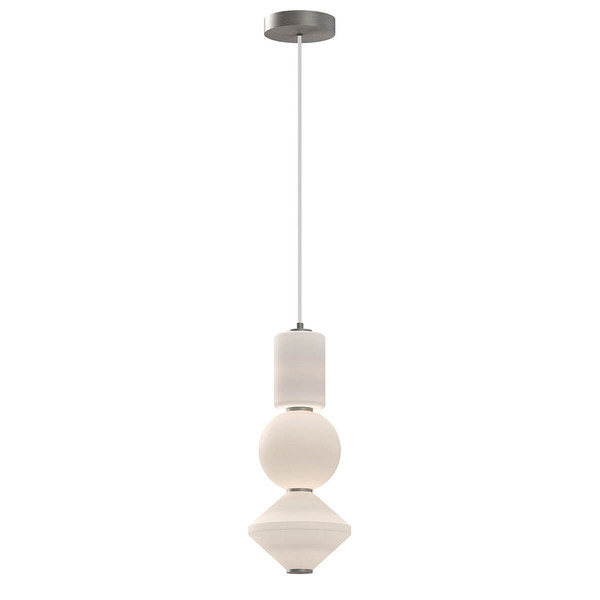 Elstead Bijou LED Pendelleuchte Nickel gebürstet Opal matt