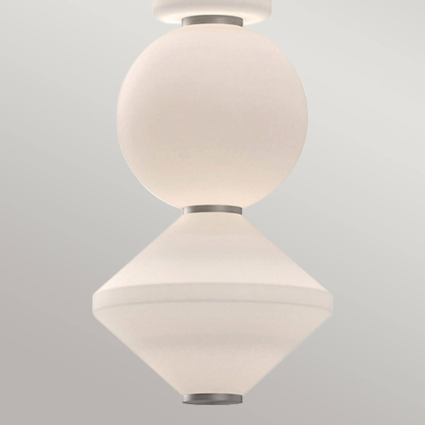 Elstead Bijou LED Pendelleuchte Nickel gebürstet Opal matt