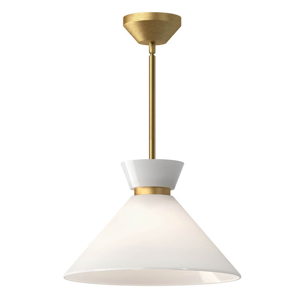 Elstead Halston Pendelleuchte E27 Gebürstete Goldoptik Opal