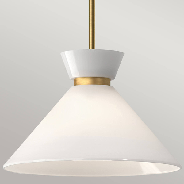 Elstead Halston Pendelleuchte E27 Gebürstete Goldoptik Opal
