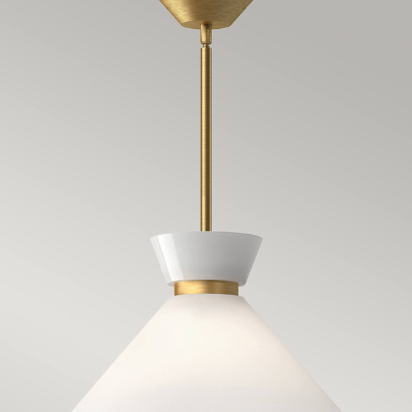 Elstead Halston Pendelleuchte E27 Gebürstete Goldoptik Opal