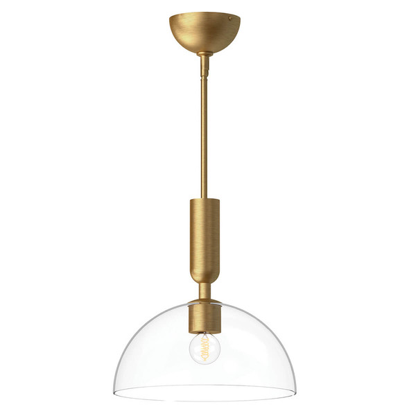 Elstead Jude Pendelleuchte E27 Gebürstete Goldoptik Glas klar