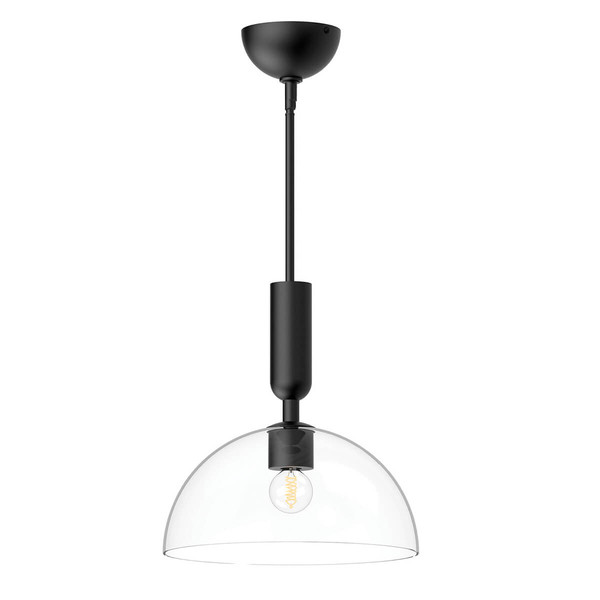 Elstead Jude Pendelleuchte E27 Mattes Schwarz Glas klar