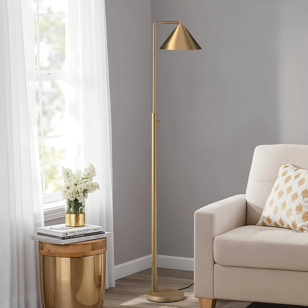 Elstead Remyck Stehlampe E27 Gebürstete Goldoptik Gold gebürstet