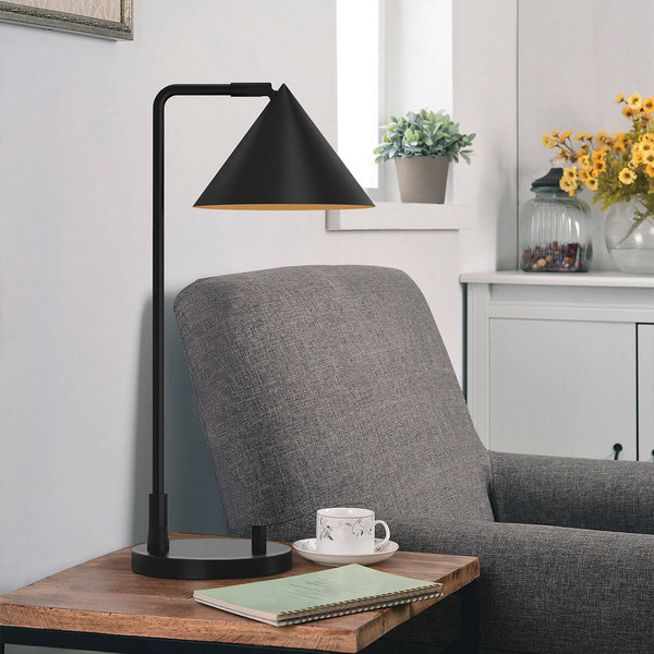 Elstead Remyck Tischlampe E27 Mattes Schwarz Mattschwarz