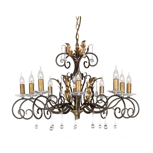 Elstead Amarilli Kronleuchter E14 10-fach Bronze-Goldfarbe, Made in UK