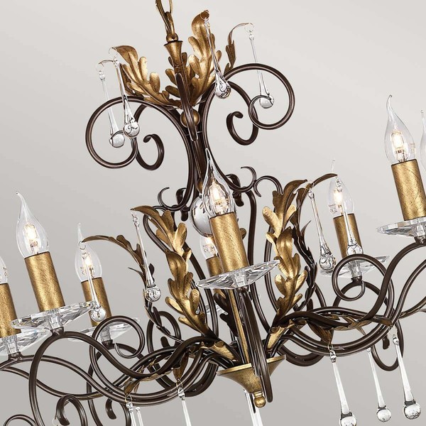 Elstead Amarilli Kronleuchter E14 10-fach Bronze-Goldfarbe, Made in UK