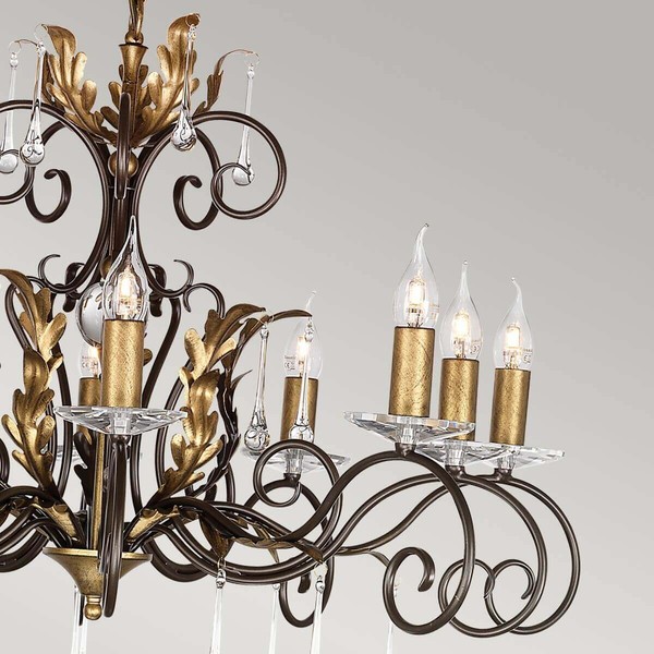 Elstead Amarilli Kronleuchter E14 10-fach Bronze-Goldfarbe, Made in UK