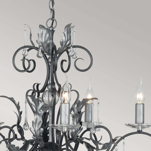 Elstead Amarilli Kronleuchter E14 15-fach Schwarz-Silber, Made in UK