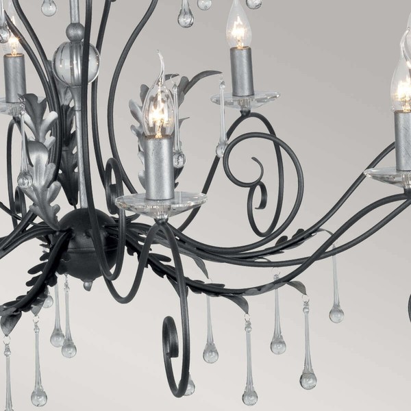 Elstead Amarilli Kronleuchter E14 15-fach Schwarz-Silber, Made in UK