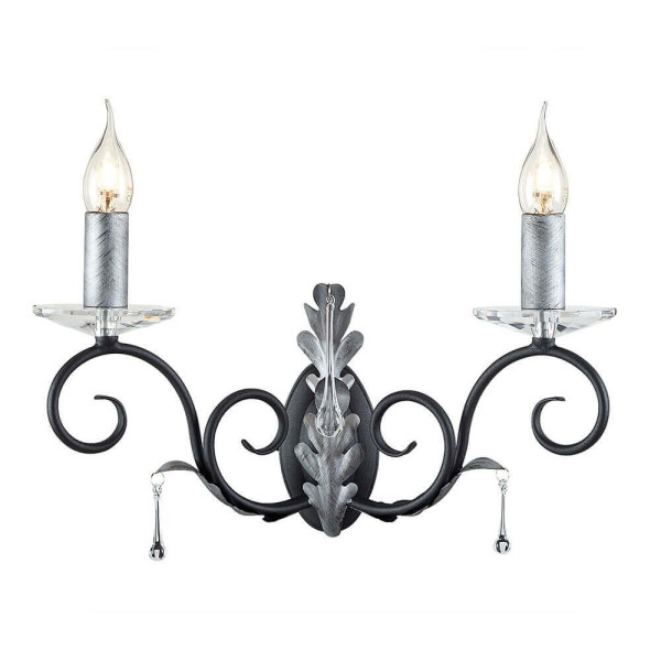 Elstead Amarilli Wandleuchte E14 2-fach Schwarz-Silber, Made in UK