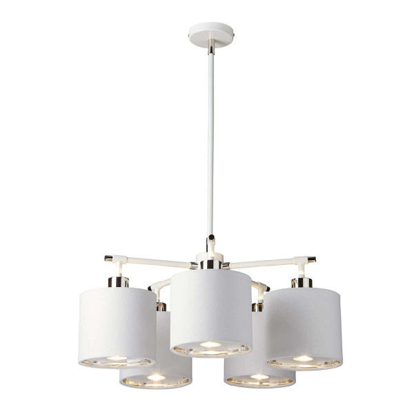 Elstead Balance Kronleuchter E27 5-fach Weiß/Nickel poliert, Made in UK