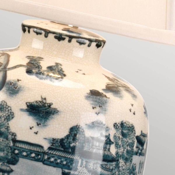 Elstead Blue Traditional Tischleuchte E27 Blau Weiß, Made in UK