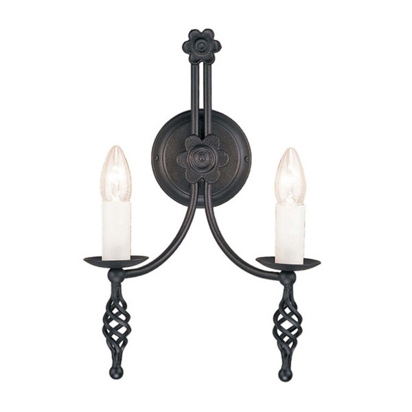 Elstead Belfry Wandleuchte E14 2-fach Schwarz, Made in UK