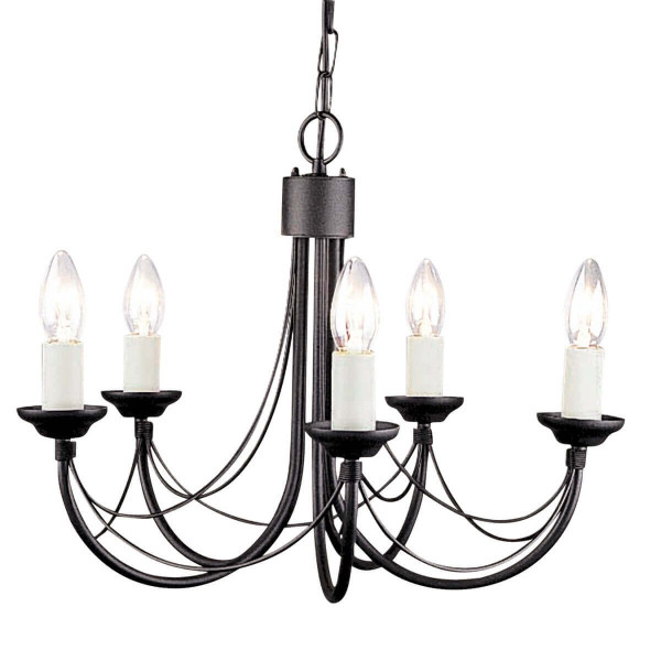 Elstead Carisbrooke Kronleuchter E14 5-fach Schwarz, Made in UK