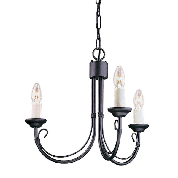 Elstead Chartwell Kronleuchter E14 3-fach Schwarz, Made in UK