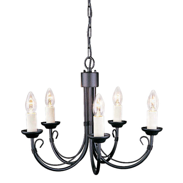 Elstead Chartwell Kronleuchter E14 5-fach Schwarz, Made in UK