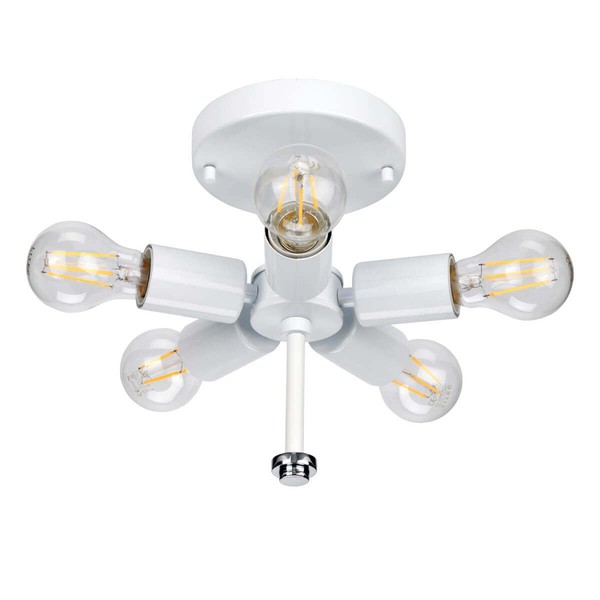 Elstead Fletcher Deckenleuchte E27 5-fach 26cm Poliertes Chrom Elfenbein
