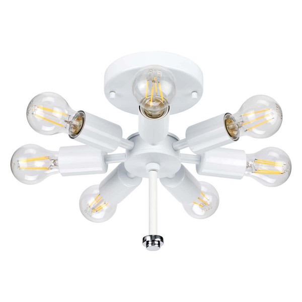 Elstead Fletcher Deckenleuchte E27 7-fach 29cm Poliertes Chrom Elfenbein