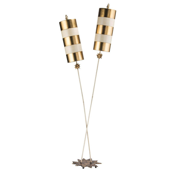 Elstead Nettle Stehleuchte E27 2-fach Gold und taupe