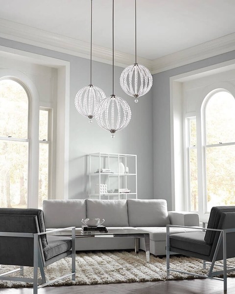 Elstead Oberlin LED Hängeleuchte 2-fach 85cm Satiniertes Nickel