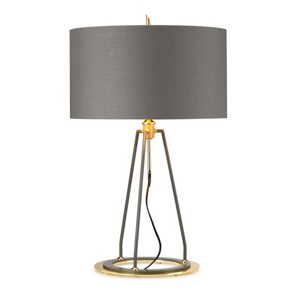 Elstead Ferrara Tischleuchte E27 Dunkelgrau Poliertes Gold Grau mit Metallic-Gold-Futter