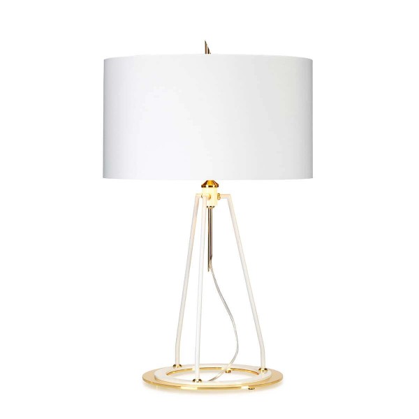 Elstead Ferrara Tischleuchte E27 Weiß Poliertes Gold Weiß mit Metallic-Gold-Futter