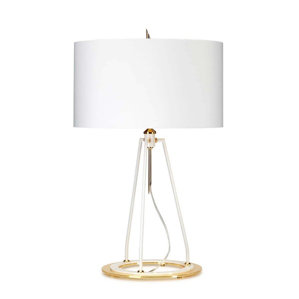 Elstead Ferrara Tischleuchte E27 Weiß Poliertes Gold Weiß mit Metallic-Gold-Futter