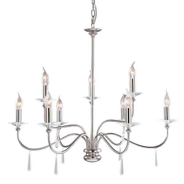 Elstead Finsbury Park Kronleuchter E14 9-fach Poliertes Nickel