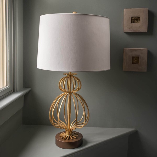 Elstead Lafitte Tischleuchte E27 Gebeiztes Gold Creme