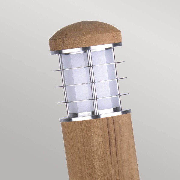 Elstead Poole Außen-Stehleuchte E27 24cm Rostfreier Stahl und Teakholz IP55