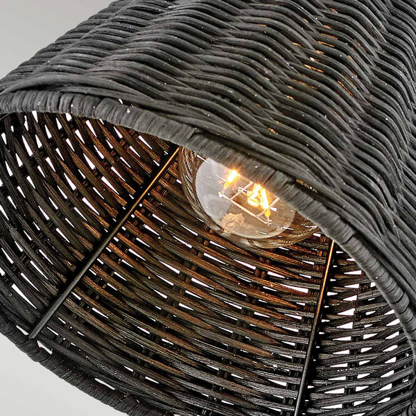 Elstead Arti  Wandleuchte E27 Schwarz, schwarzer Rattan Schirm Rattan schwarz