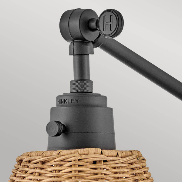 Elstead Arti  Wandleuchte E27 Schwarz, Rattan Schirm Schwarz und Rattan natur