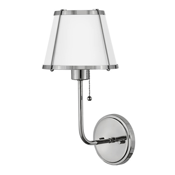 Elstead Clarke Wandleuchte E27 Nickel poliert und weißer Metallschirm Weiß