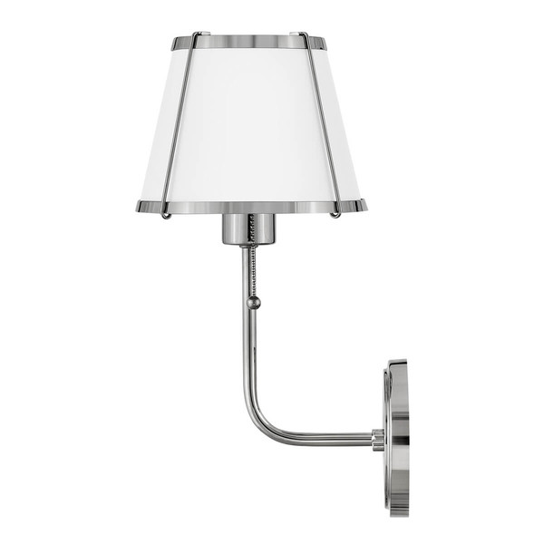 Elstead Clarke Wandleuchte E27 Nickel poliert und weißer Metallschirm Weiß