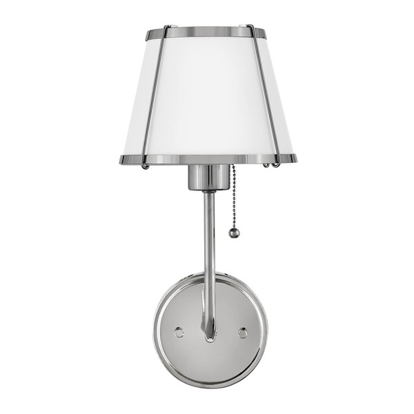 Elstead Clarke Wandleuchte E27 Nickel poliert und weißer Metallschirm Weiß