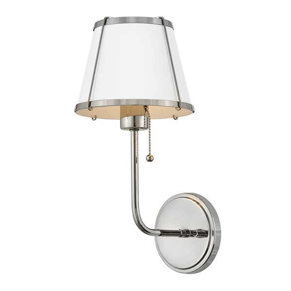 Elstead Clarke Wandleuchte E27 Nickel poliert und weißer Metallschirm Weiß